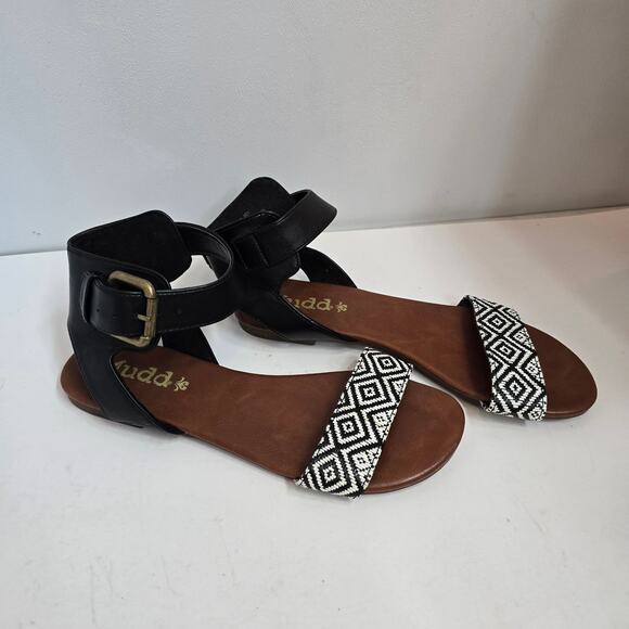 Mudd Women's Sandals Aztec Print Kourtney Black Ankle Strap Size 7.5 Med - Picture 4 of 5